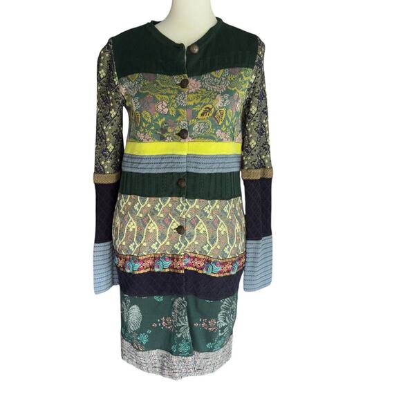 ETRO Multicolor Silk Blend Longline Embroidered Button Cardigan Sweater Small - Picture 8 of 16